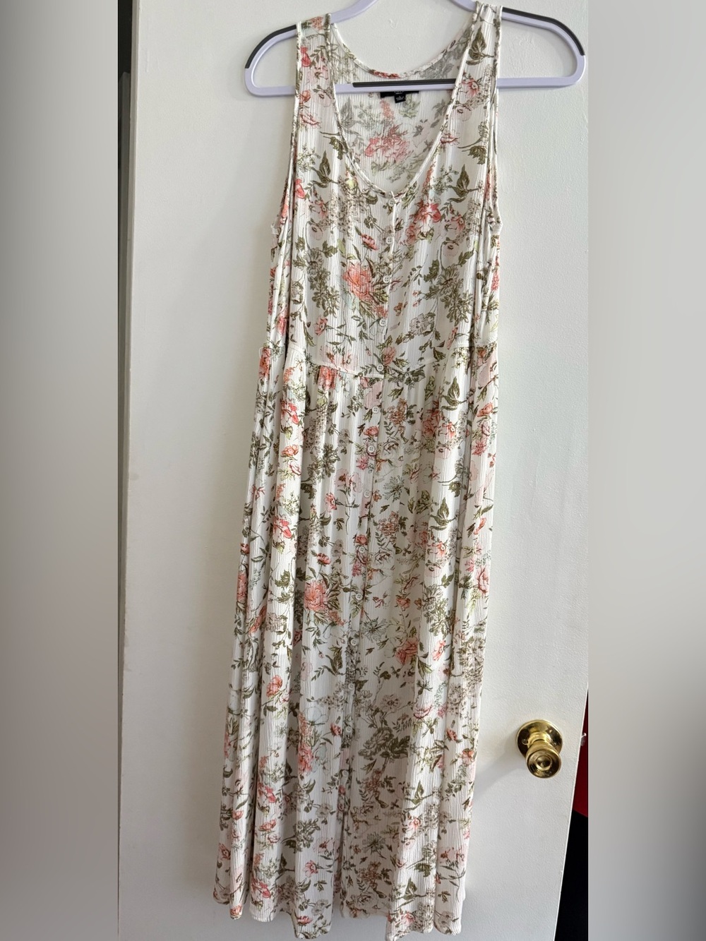 Frye Cream Floral Dress with Pink and Olive Prints